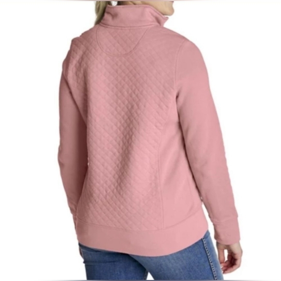 L.L. Bean Women's Quilted Quarter-Zip Pullover Sweatshirt Pink Size Large - Picture 13 of 13